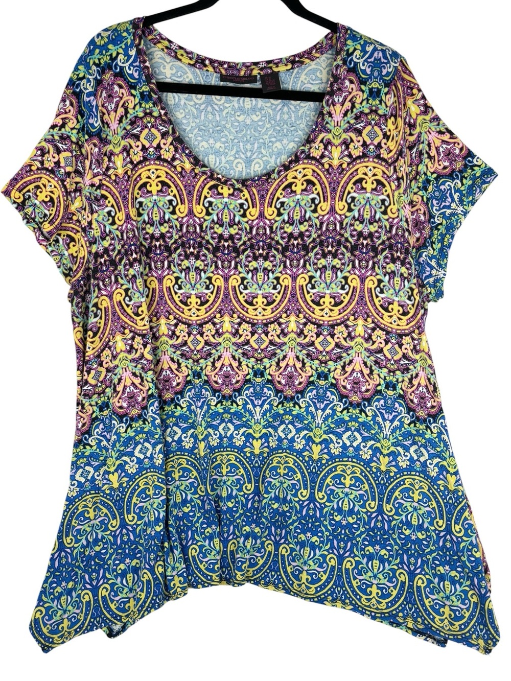 Christian  Siriano Multi Colour Mosaic Geometric Mandela Pattern Flowy Top 3X